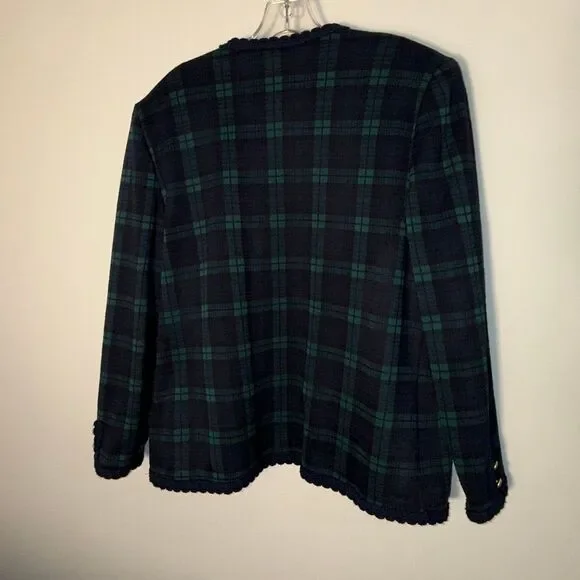 Alfred Dunner Vintage Plaid Jacket – Size 10 – Made in USA – Gold Button Trim - Picture 7 of 11